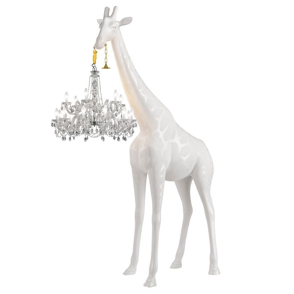 Giraffa qeoboo in amore lampada da pavimento da esterno h 4m, bianco