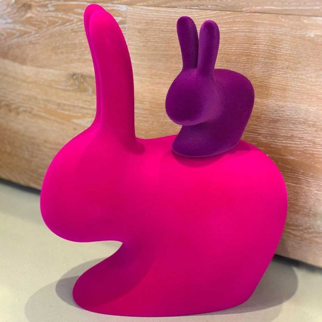 Qeeboo Bunny stol fløjl finish, fuxia