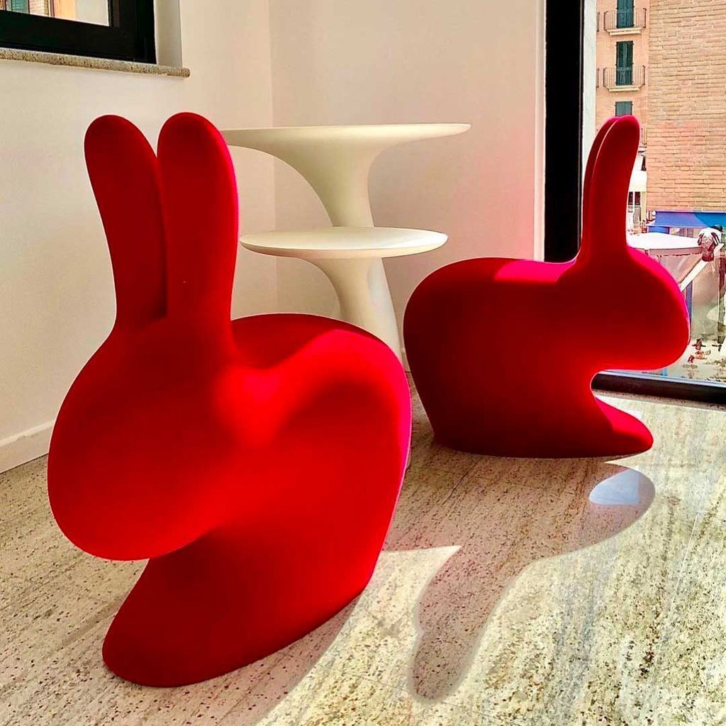 Qeeboo Bunny Chair Samt-Finish, Fuxia