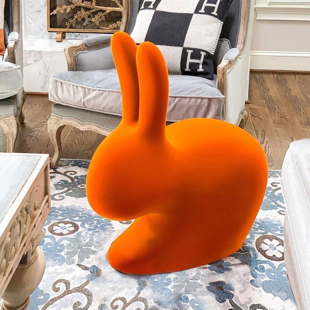 Qeeboo Finition en velours de chaise de lapin, orange