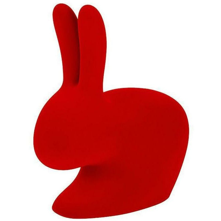 Qeeboo兔子椅子天鹅绒饰面，红色