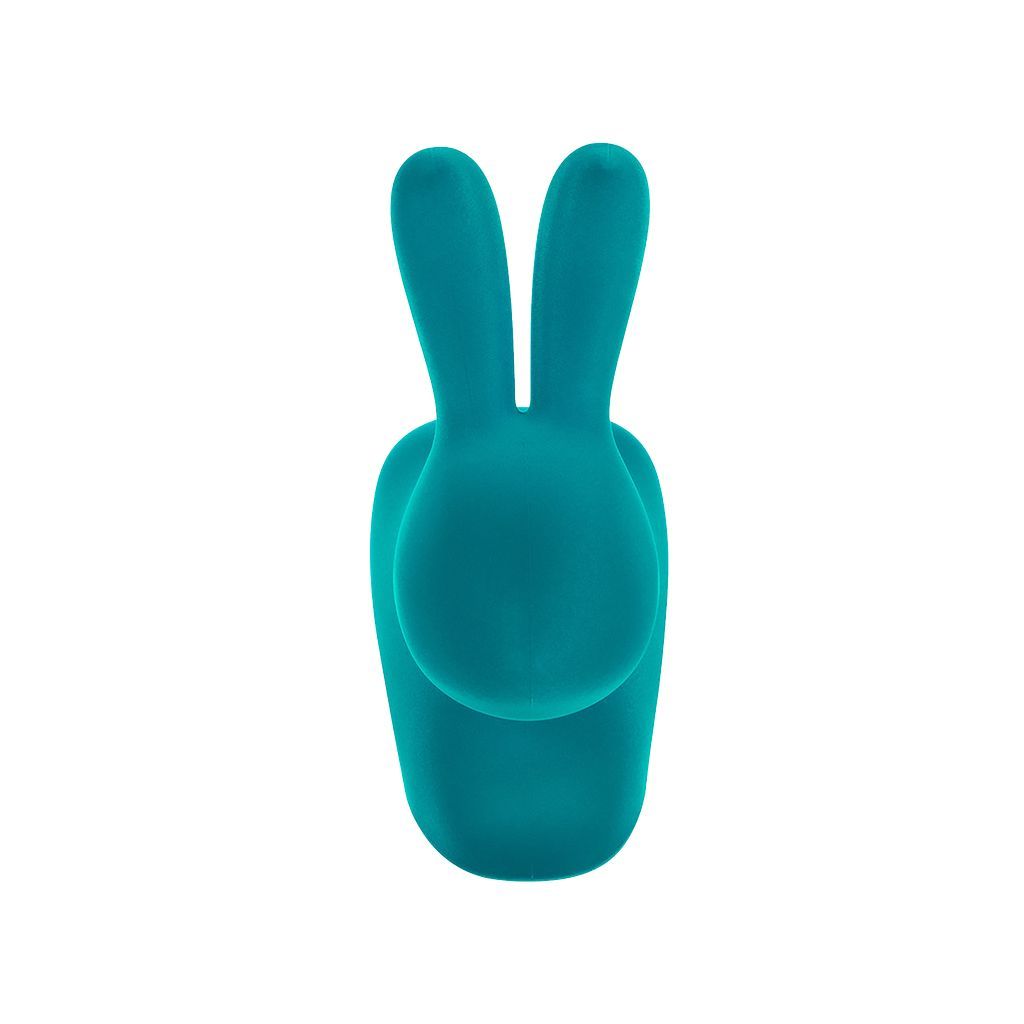 Qeeboo Bunny -stoel fluwelen afwerking, turquoise