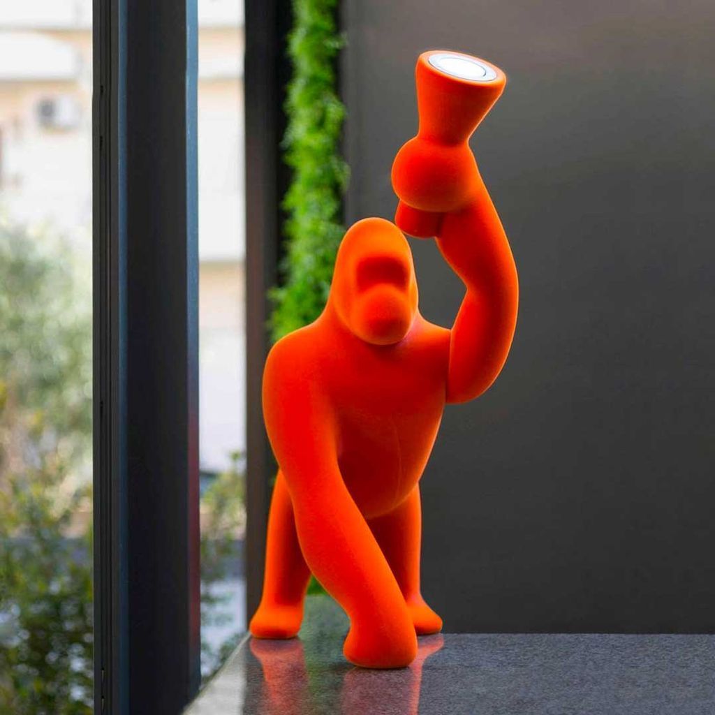 Qeeboo Kong bordlampe fløjl finish af Stefano Giovannoni XS, Fuxia