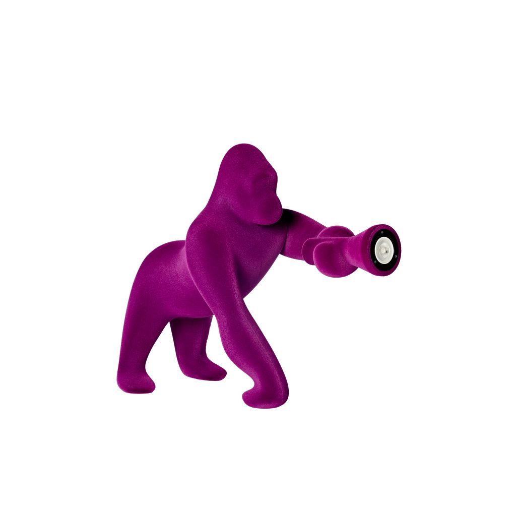 Qeeboo Kong Lámpara de mesa de terciopelo de Stefano Giovannoni XS, Violet