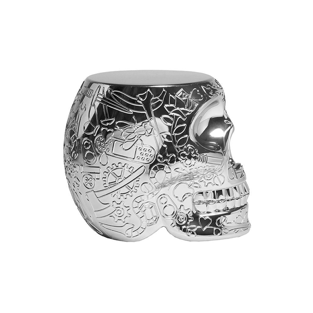 Qeeboo Mexico stol/sidebord metallfinish, sølv