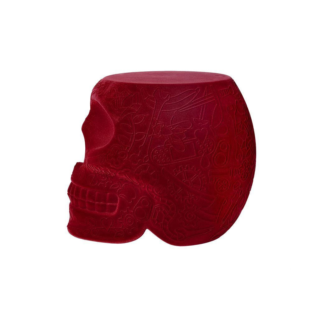 Qeeboo墨西哥椅子/边桌丝绒饰面，红色