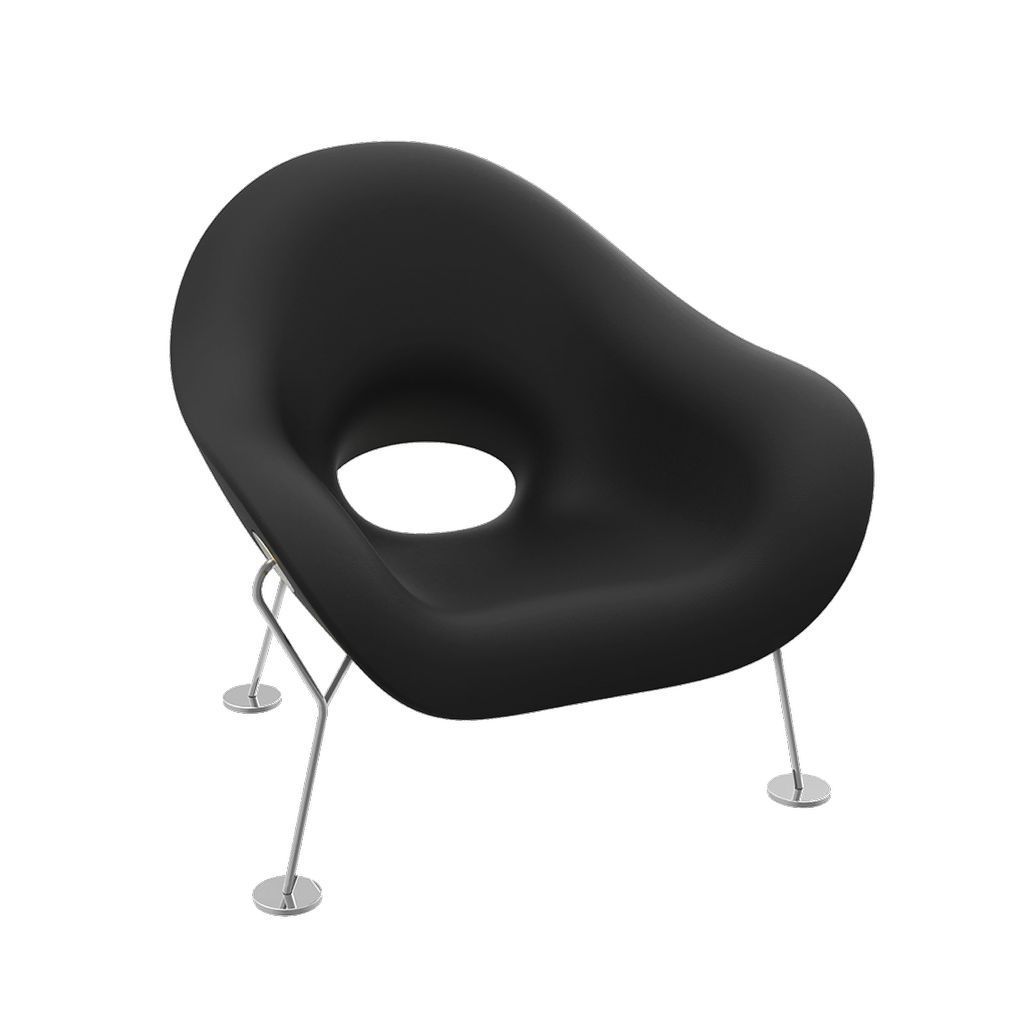 Qeeboo Pupa扶手椅镀铬框架室内，黑色
