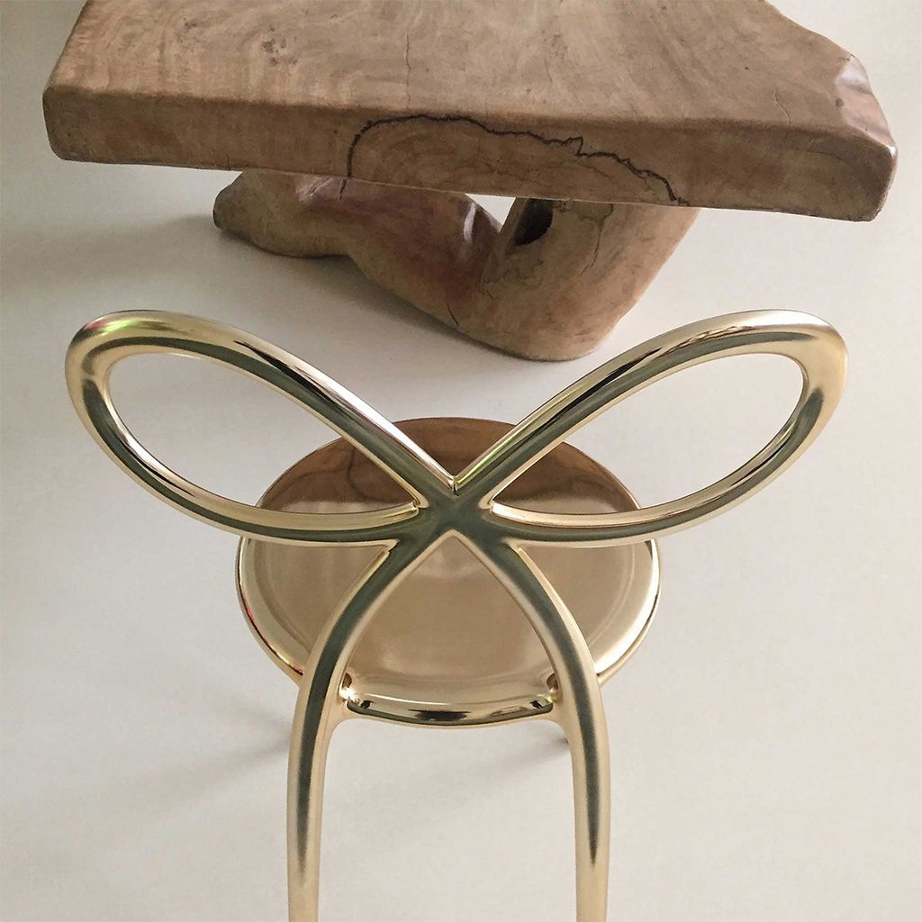 Qeeboo Ribbon Chair Metal Finish By Nika Zupanc Set Of 2, Gold