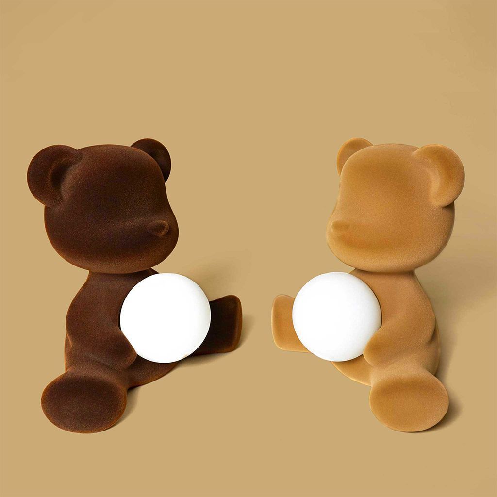 Qeeboo Teddy Girl LED oppladbar bordlampe fløyelfinish, oransje