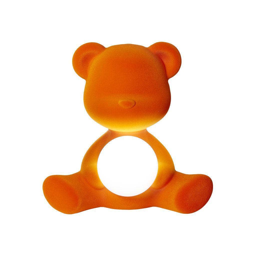 Qeeboo TEDDY GIRL LED LED RECHARGable Table Table Lampe finale en velours, orange