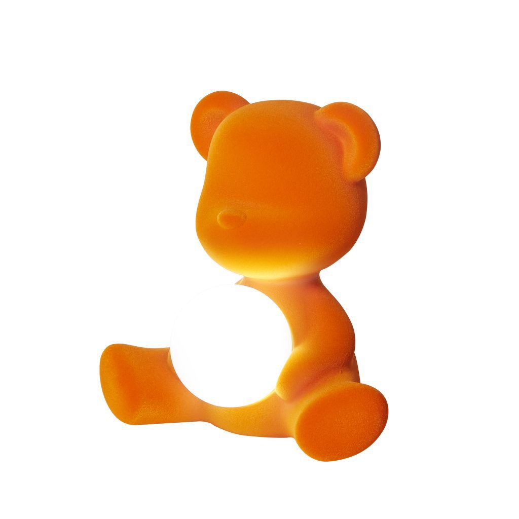 Qeeboo TEDDY GIRL LED LED RECHARGable Table Table Lampe finale en velours, orange