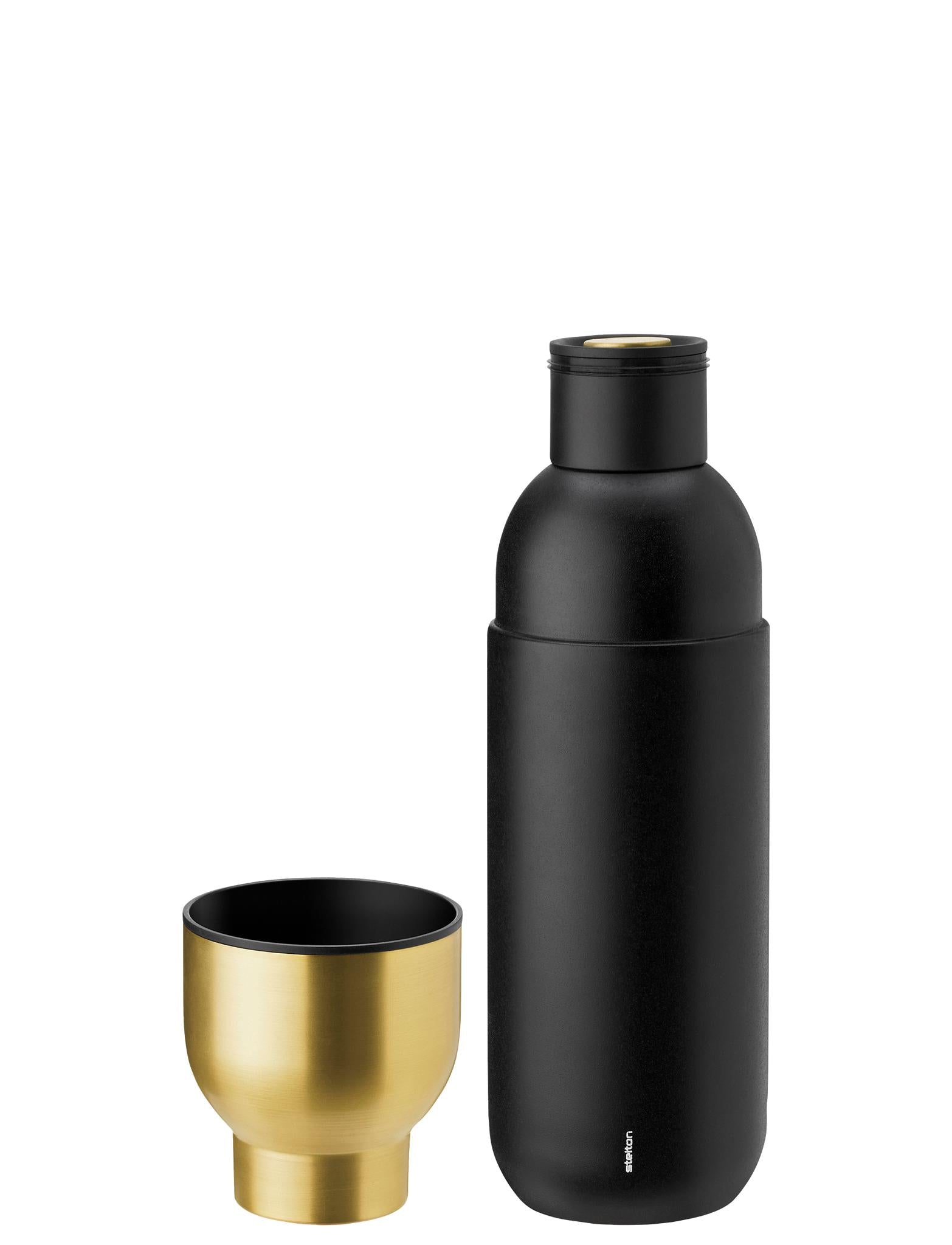 Stelton Halsband Termo Flasche 0,75 L, Schwarz/Messing