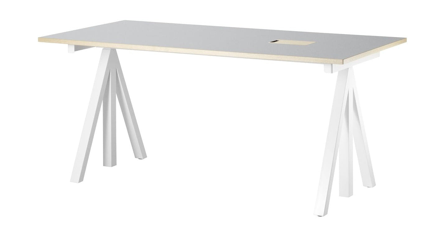 String Furniture Höjdjusterbar arbetstabell 78x160 cm, ljusgrå linoleum