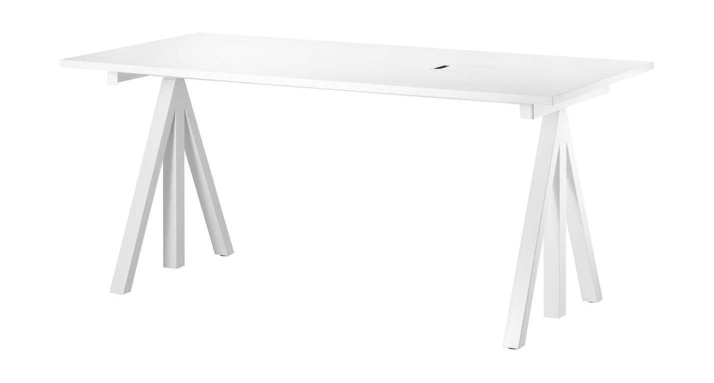String Furniture Korkeus säädettävä työtaulukko 78x160 cm, valkoinen laminaatti