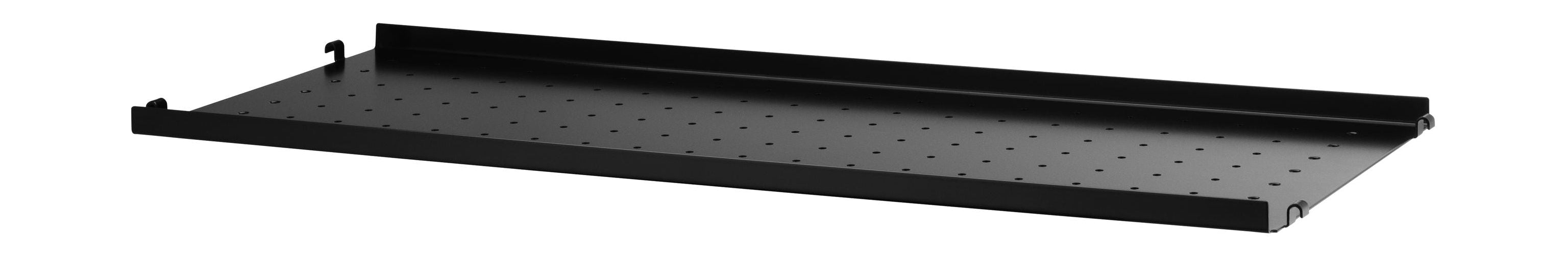 String Furniture Metalen plank van strijkersysteem met lage rand 30x78 cm, zwart