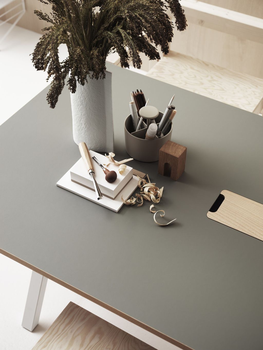 String Furniture Tableau de travail Tableau 78x120 cm, linoléum gris clair