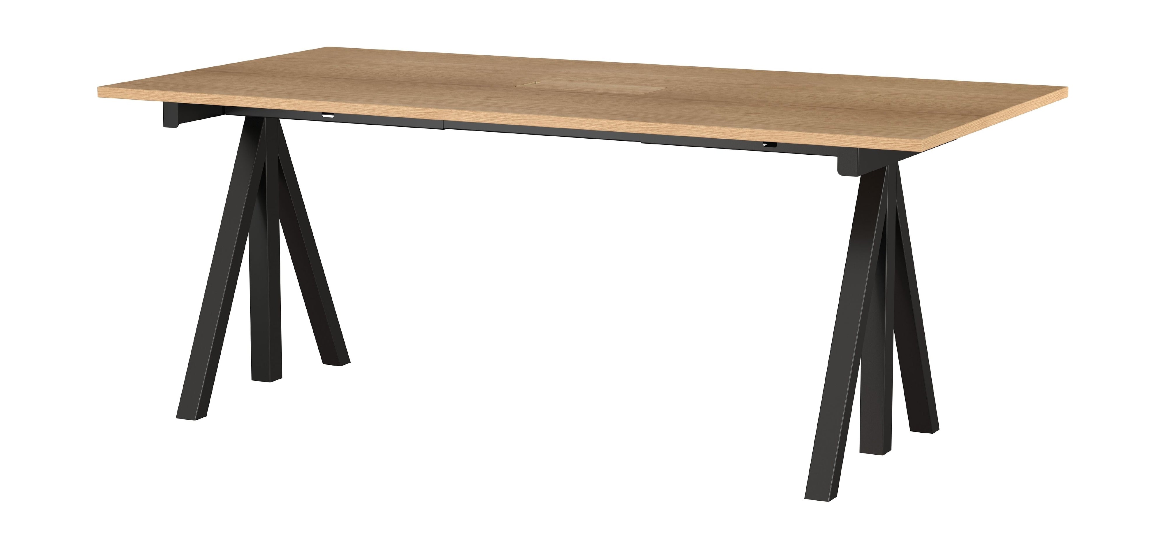 String Furniture Korkeuden säädettävä työtaulukko 90x180 cm, tammi/musta