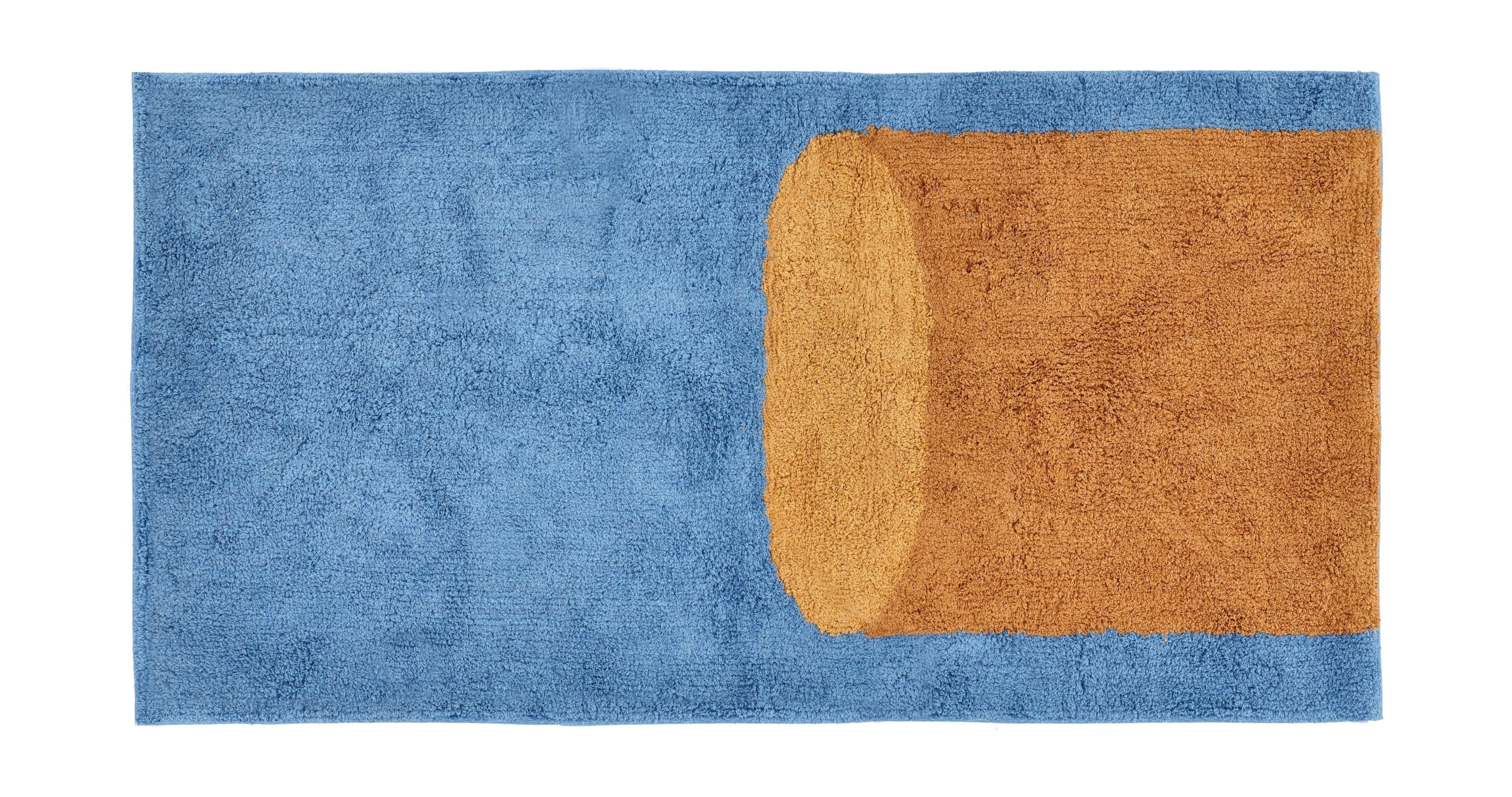 Villa Collection Stijlen getuft tapijt 70x70 cm, blauw/bruin