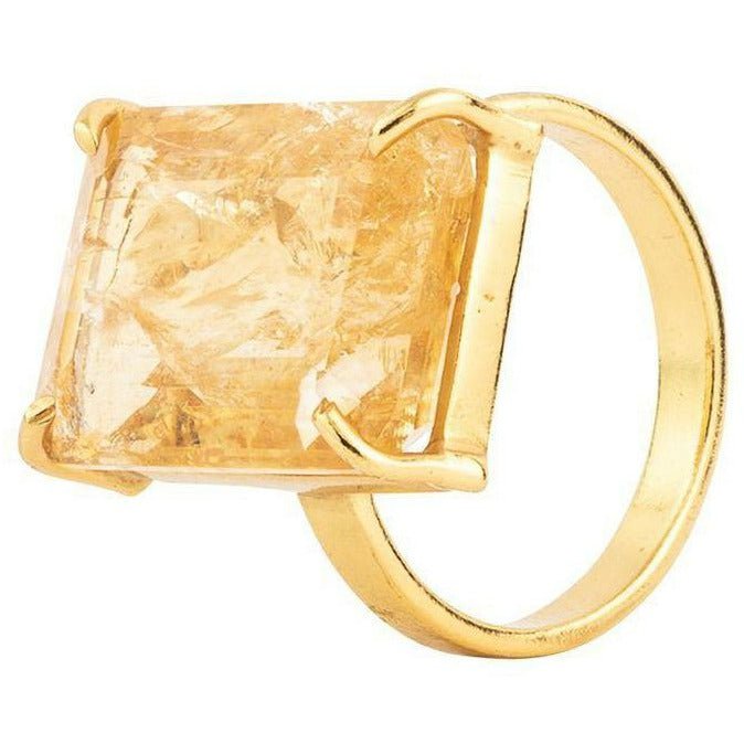 Vincent Candy Rock Citrine Ring Gold Plated, storlek 56