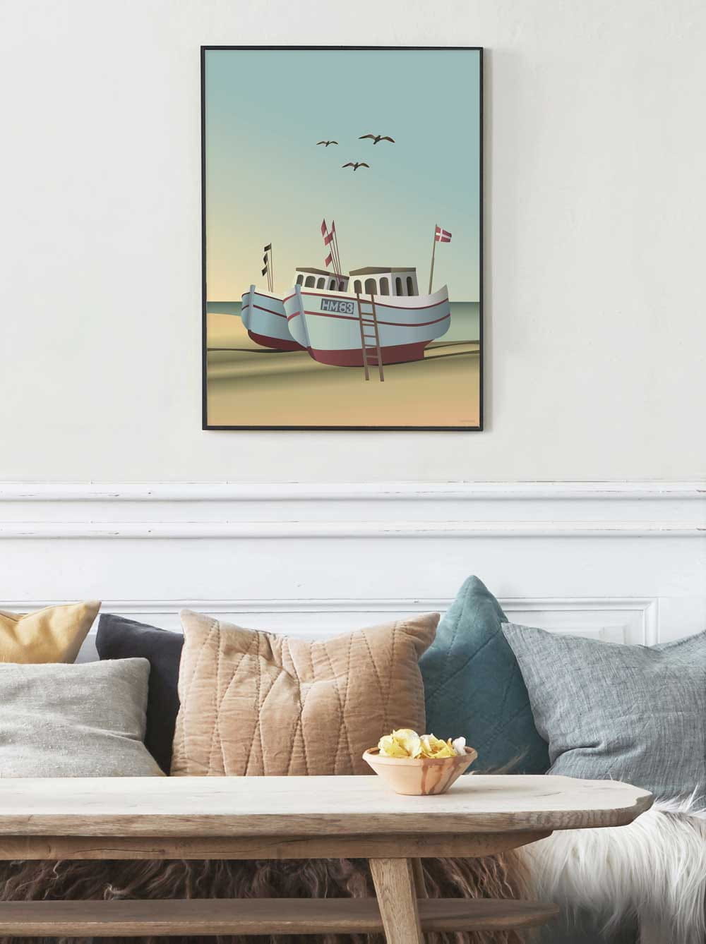 Vissevasse渔船海报，30x40厘米