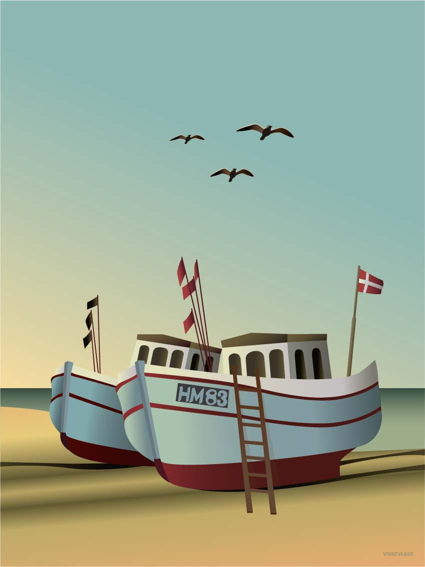 Vissevasse Affiche de bateaux de pêche, 50x70 cm