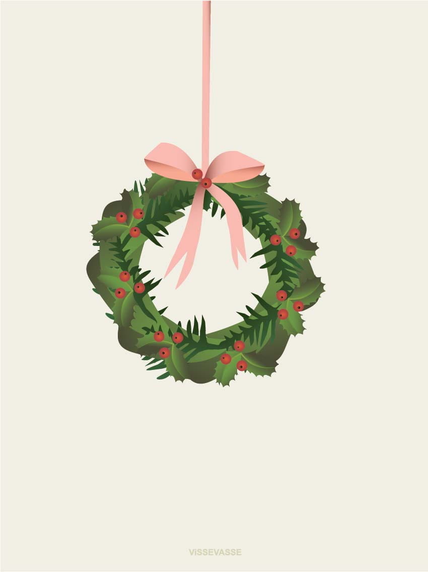 Vissevasse Chrismas Wreath Wreath Affiche, 40x40 cm