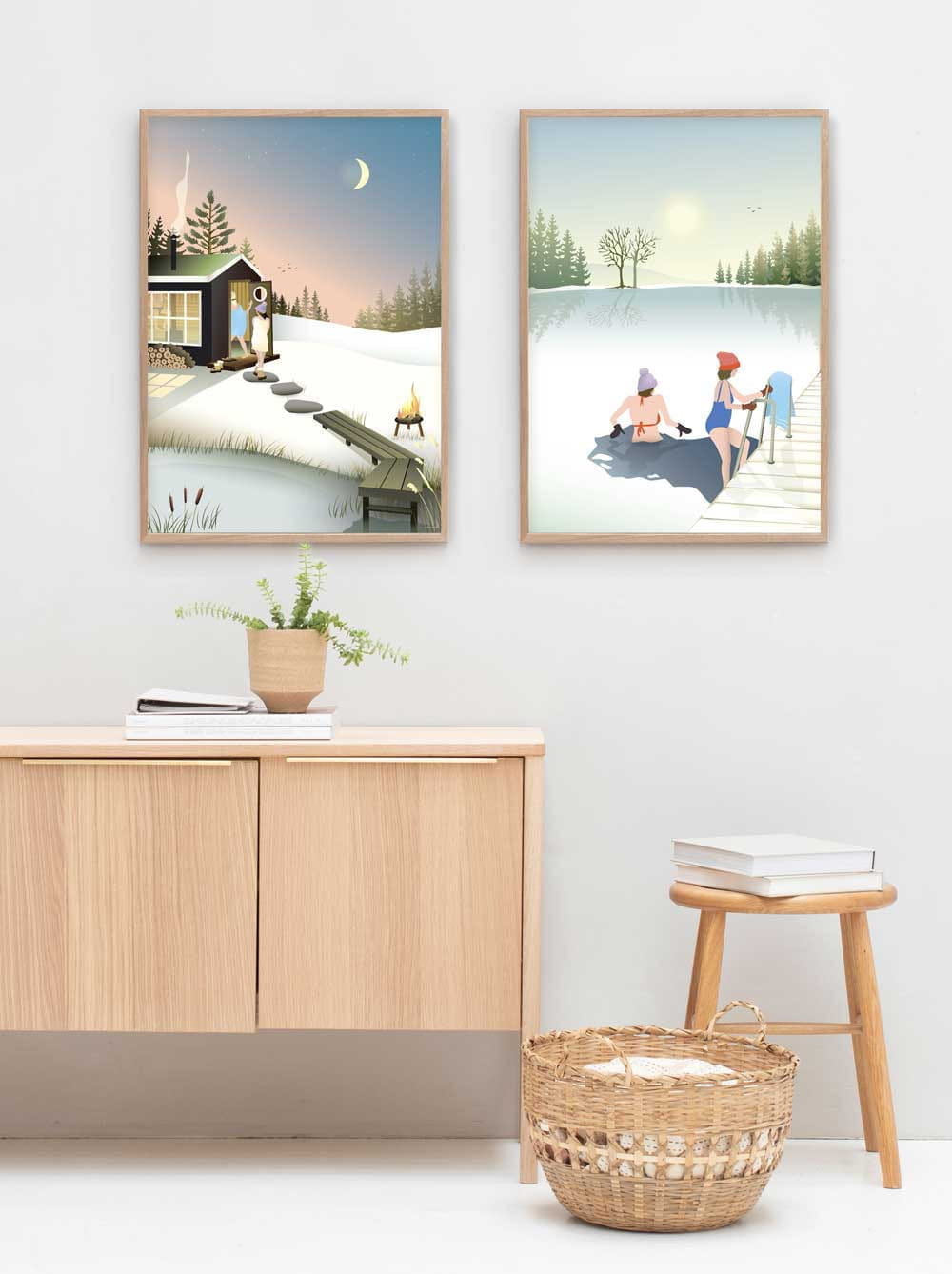 Vissevasse Vinterbad Poster, 50x70 Cm