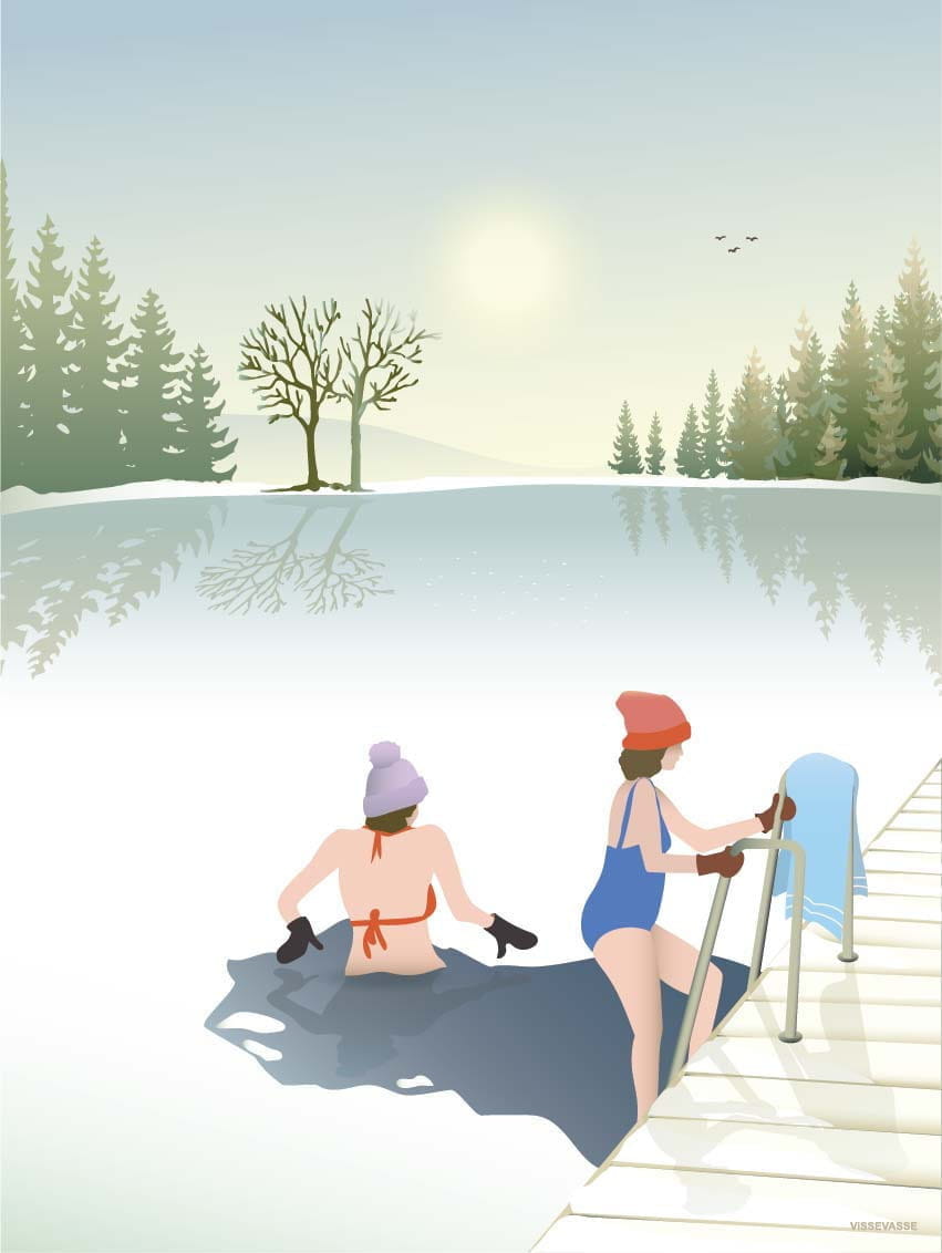 Vissevasse Vinterbad -plakat, 50x70 cm