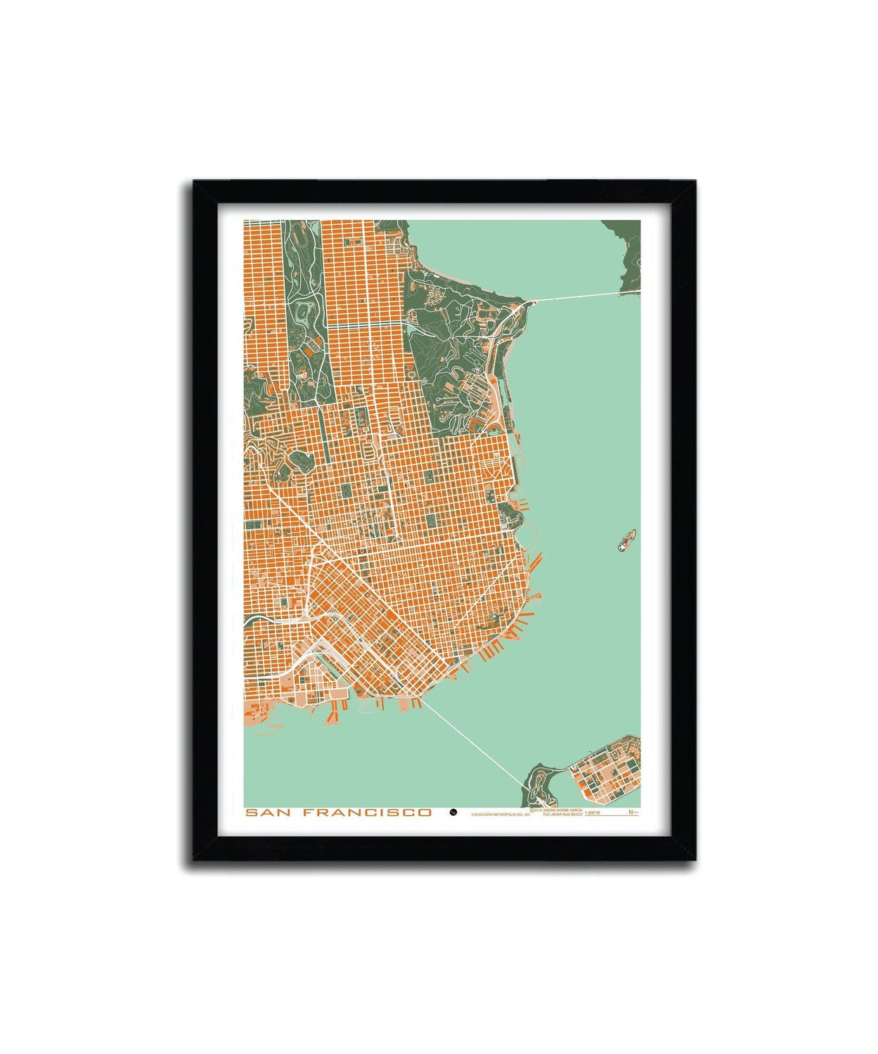 Affiche San Francisco Orange af Planos Urbanos
