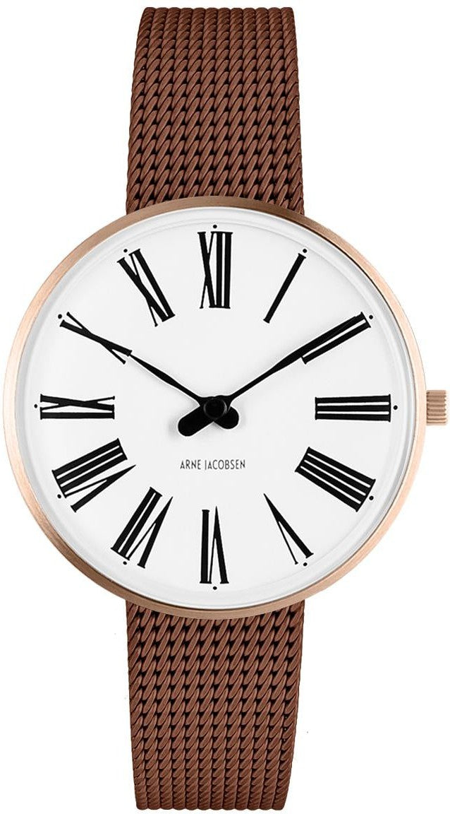 Arne Jacobsen Römische Uhr ø34, Rosé/Kupfermasche