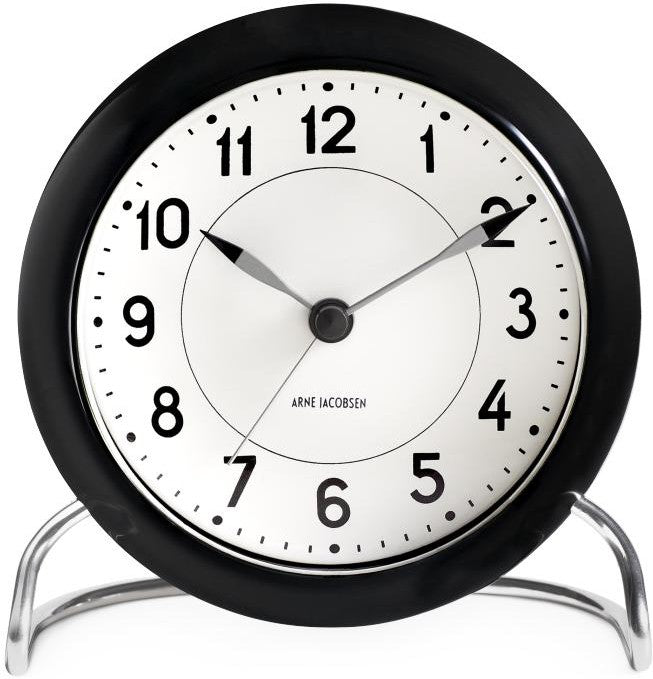 Arne Jacobsen Horloge de table de station avec alarme, noir