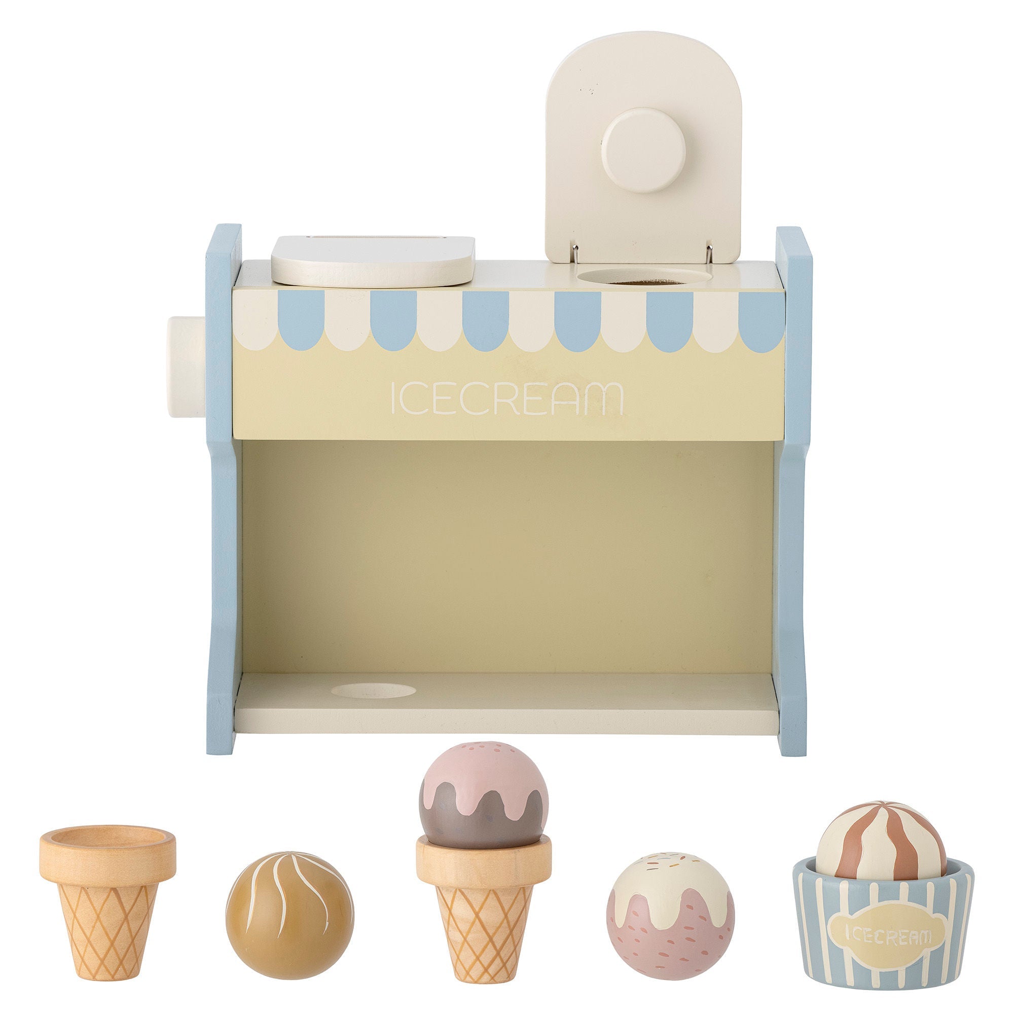 Bloomingville Mini Vallie Toy Ice Cream Stand, Blue, FSC®100%, Lotus