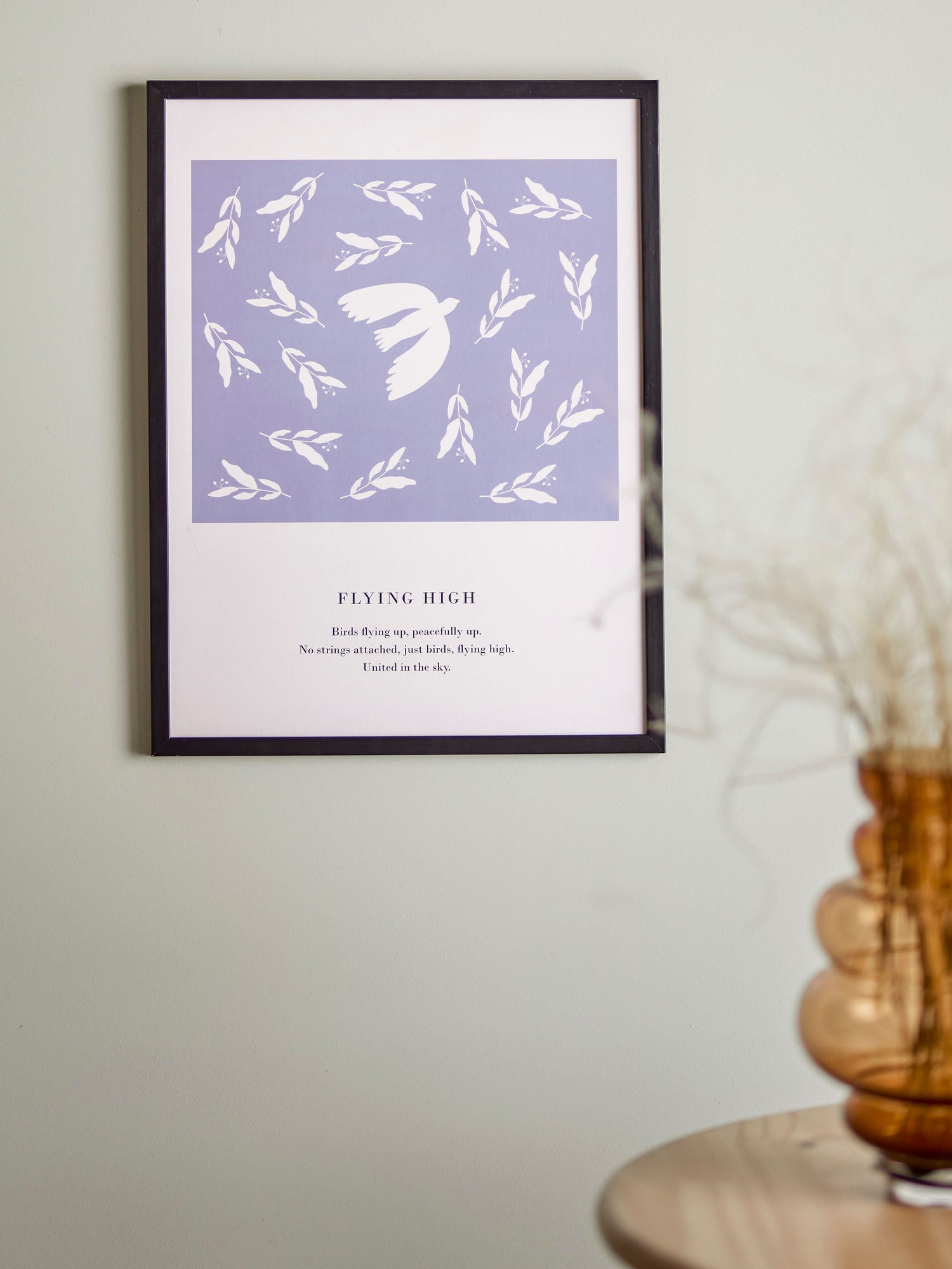 Bloomingville Flye Illustratie met frame, zwart, dennen