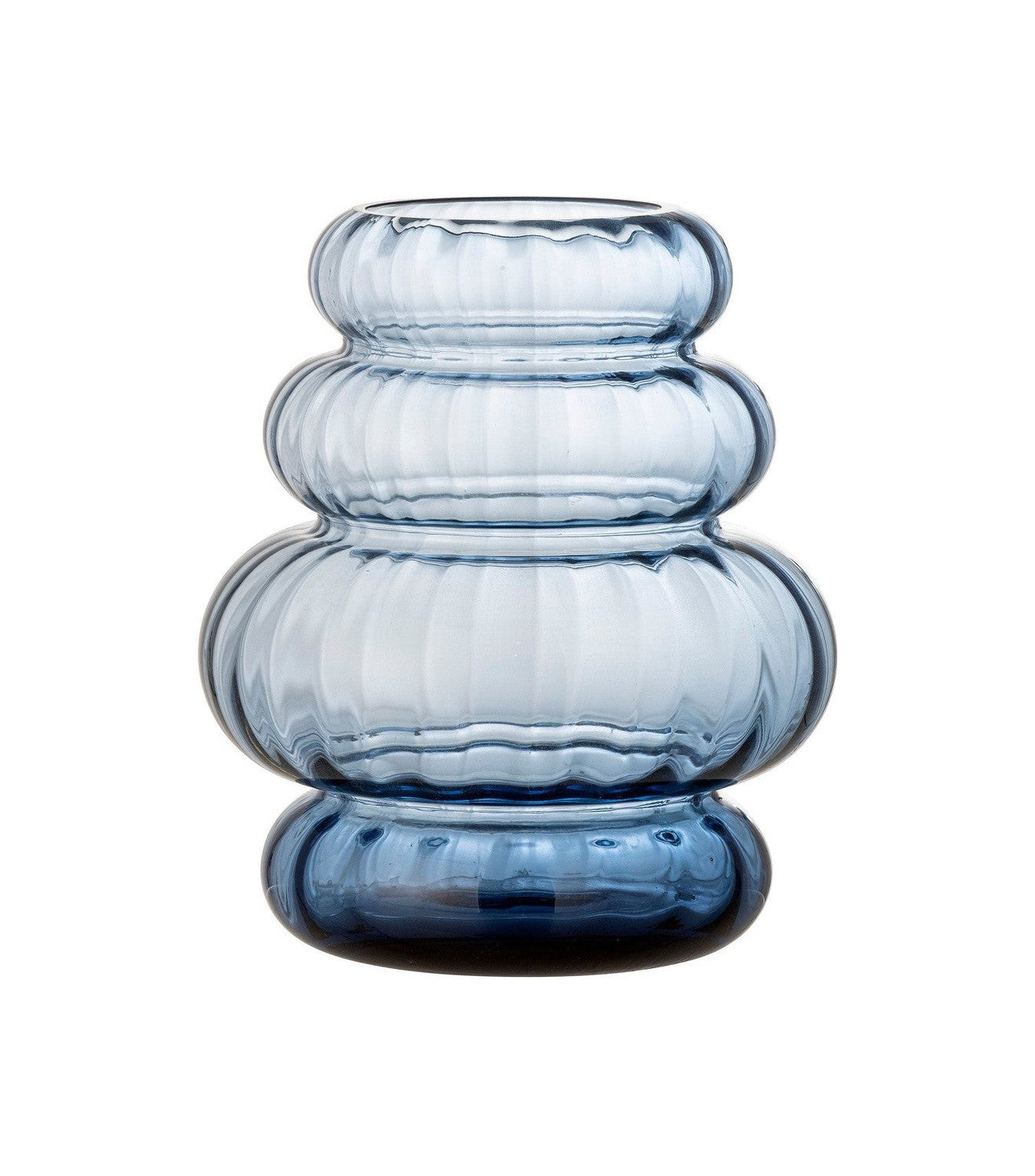 Vase Bloomingville Bing, bleu, verre