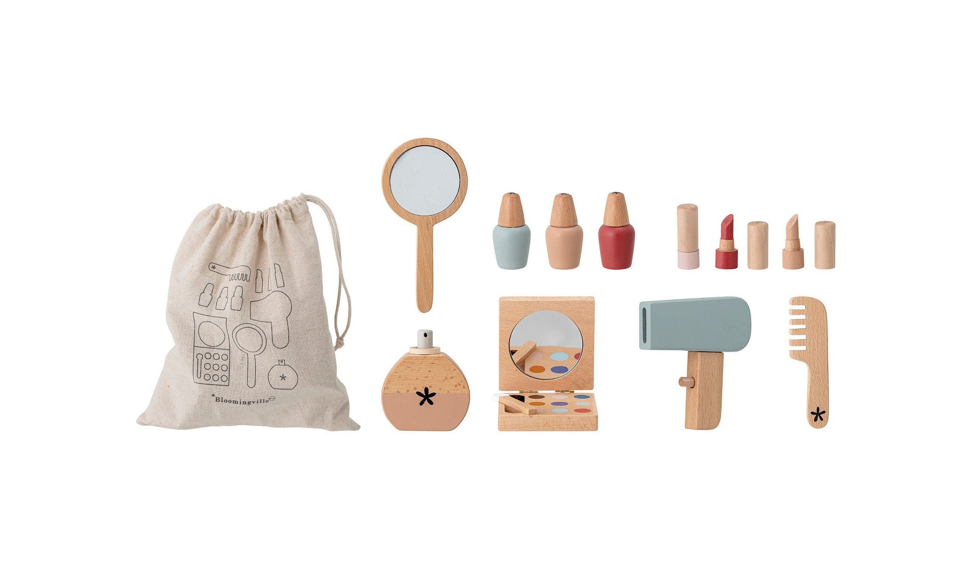 Bloomingville Mini Daisy Toy Make-Up Set, Rose, Beech