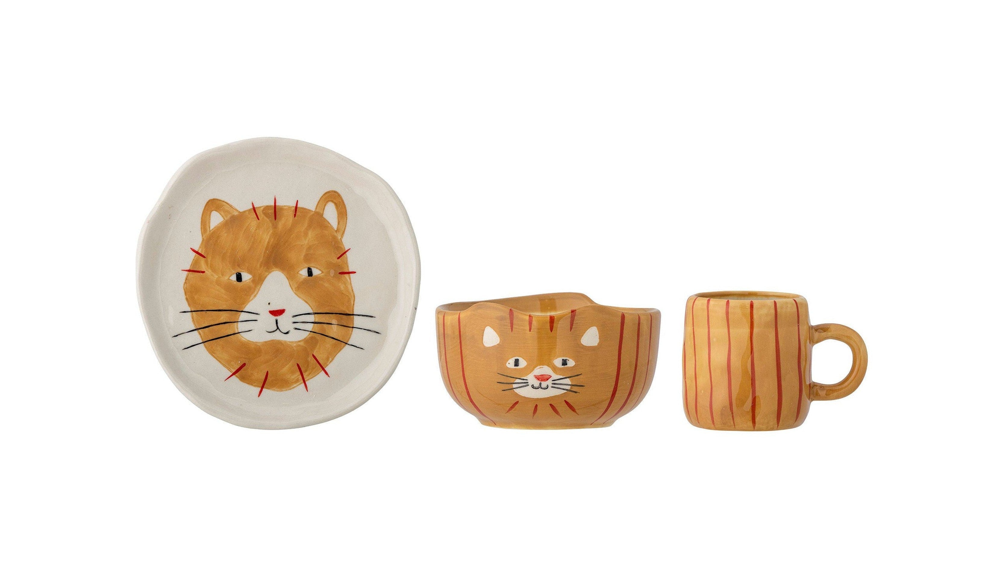 Bloomingville Mini Kittie餐具套装，棕色，stoneware