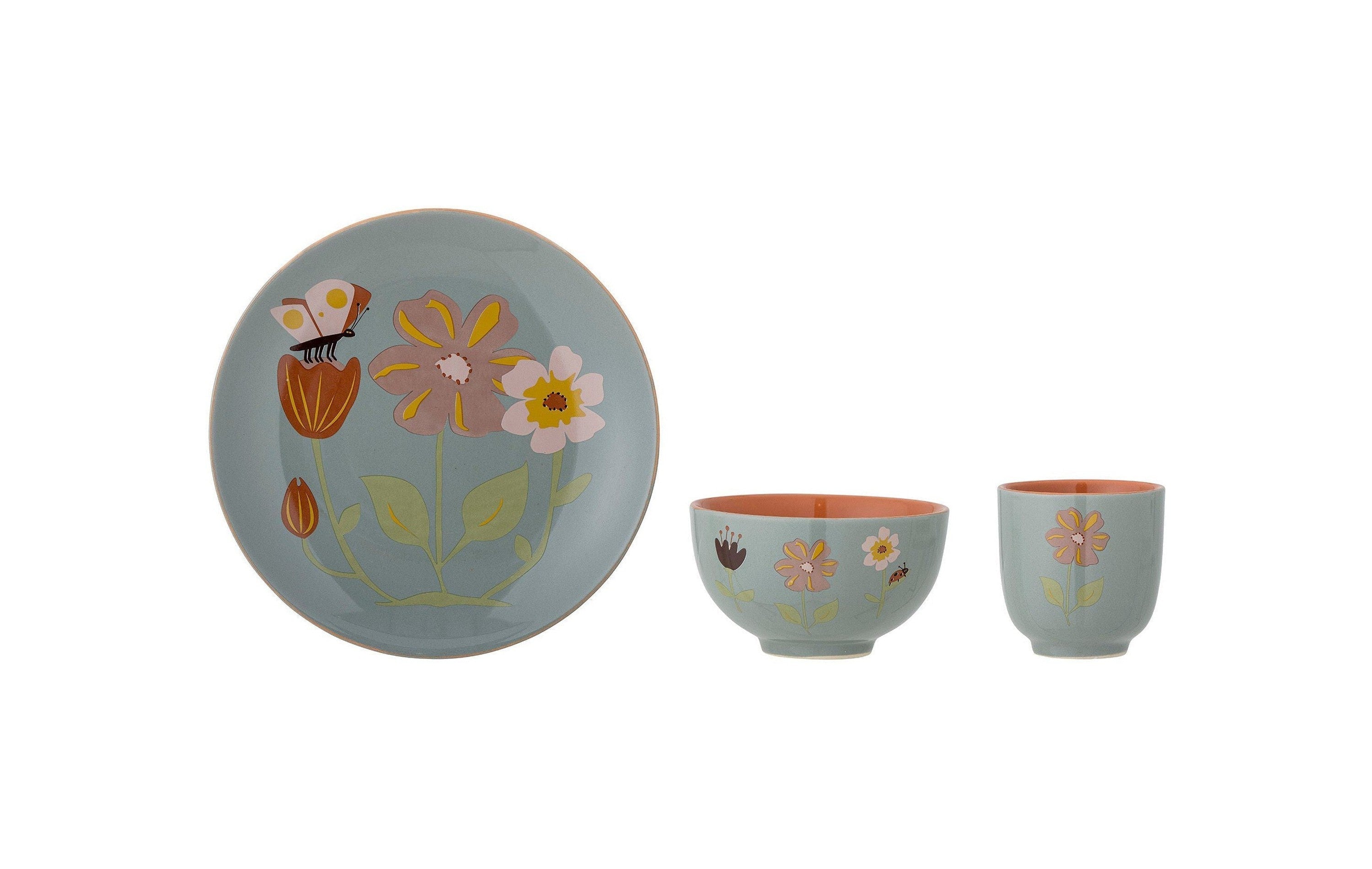 Bloomingville Mini Meadow餐具套装，蓝色，stoneware