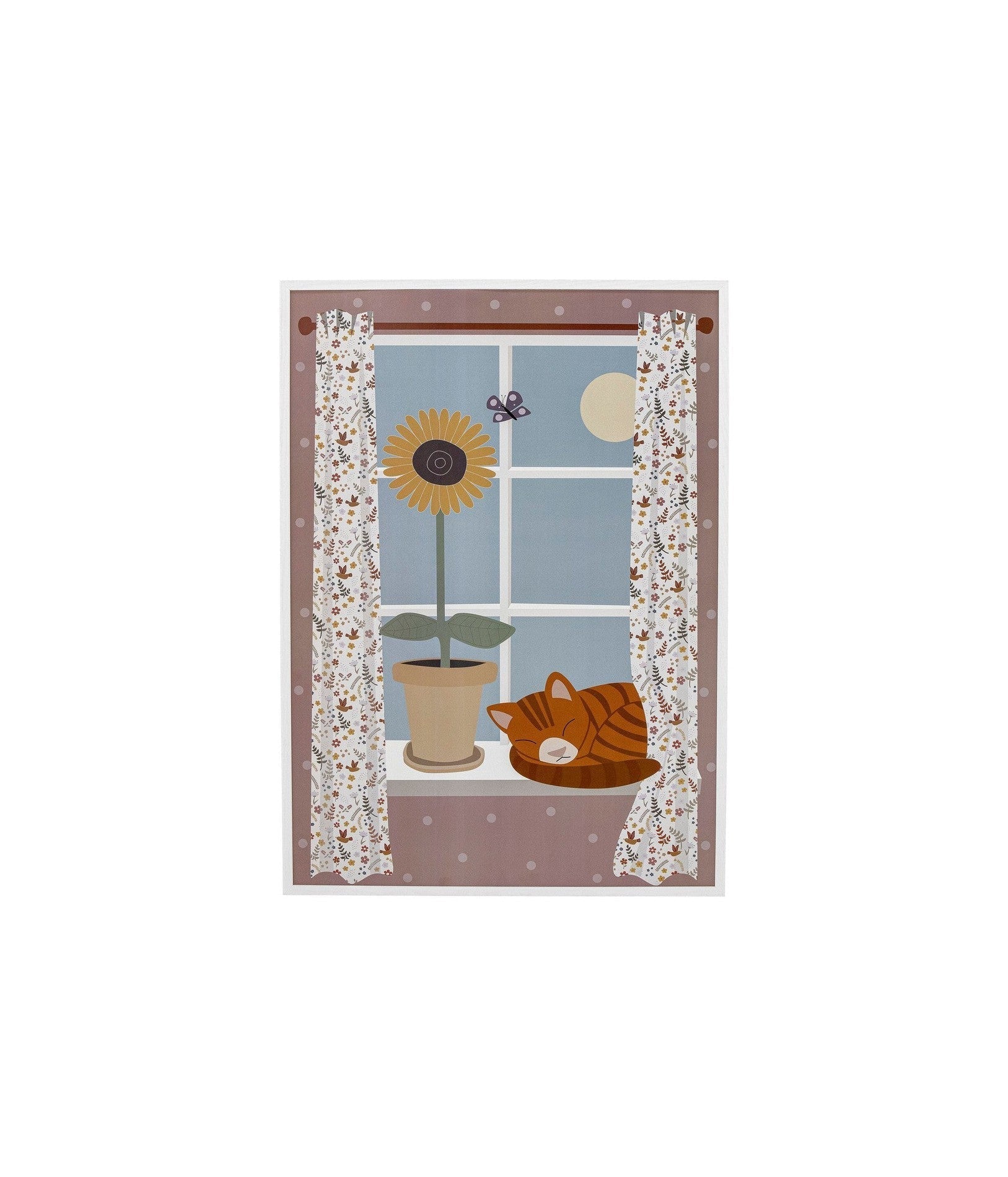 Bloomingville Mini Nuala Illustratie met frame, wit, dennen