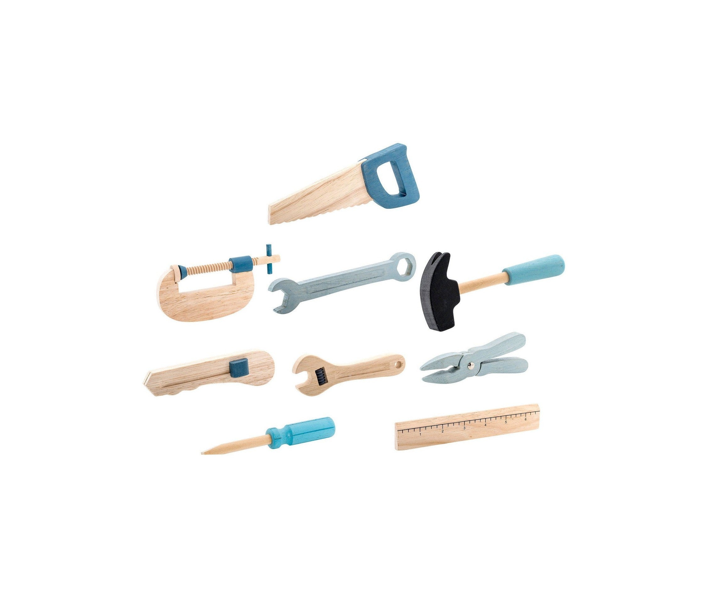 Bloomingville MINI Robin Toy Tool Set, Blue, Beech