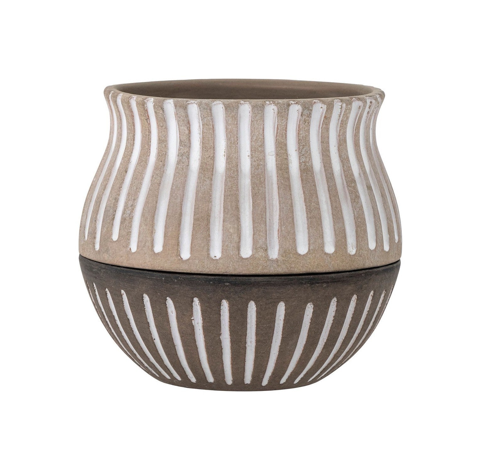 Bloomingville Neliya Flowerpot con piattino, grigio, terracotta