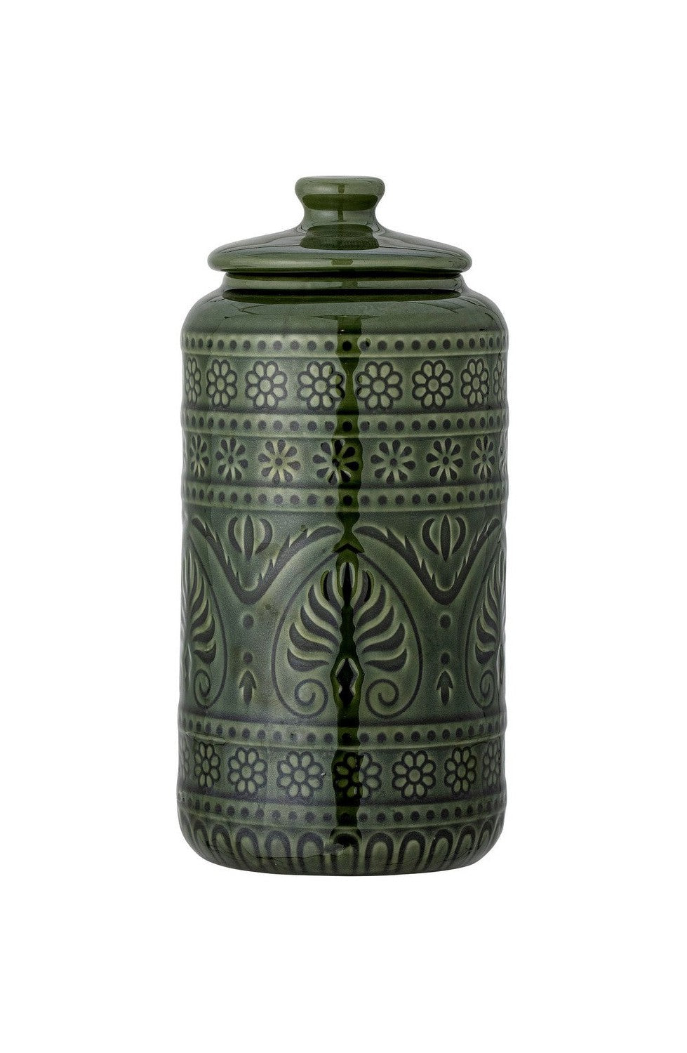 Bloomingville Rani Jar avec couvercle, vert, grès