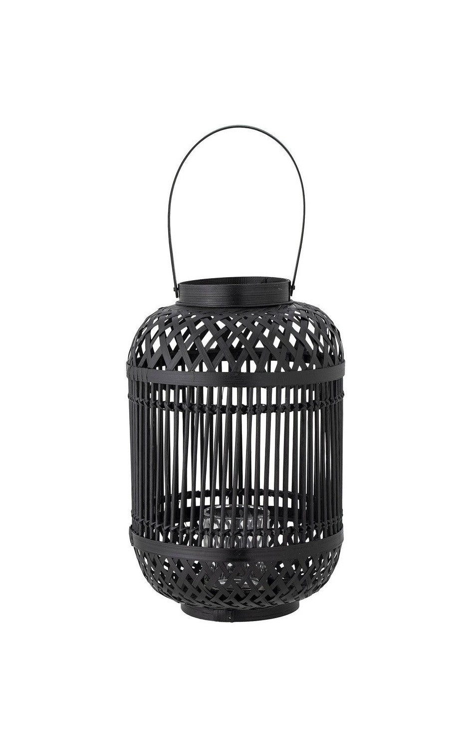 Bloomingville TILA Lantern con vetro, nero, bambù