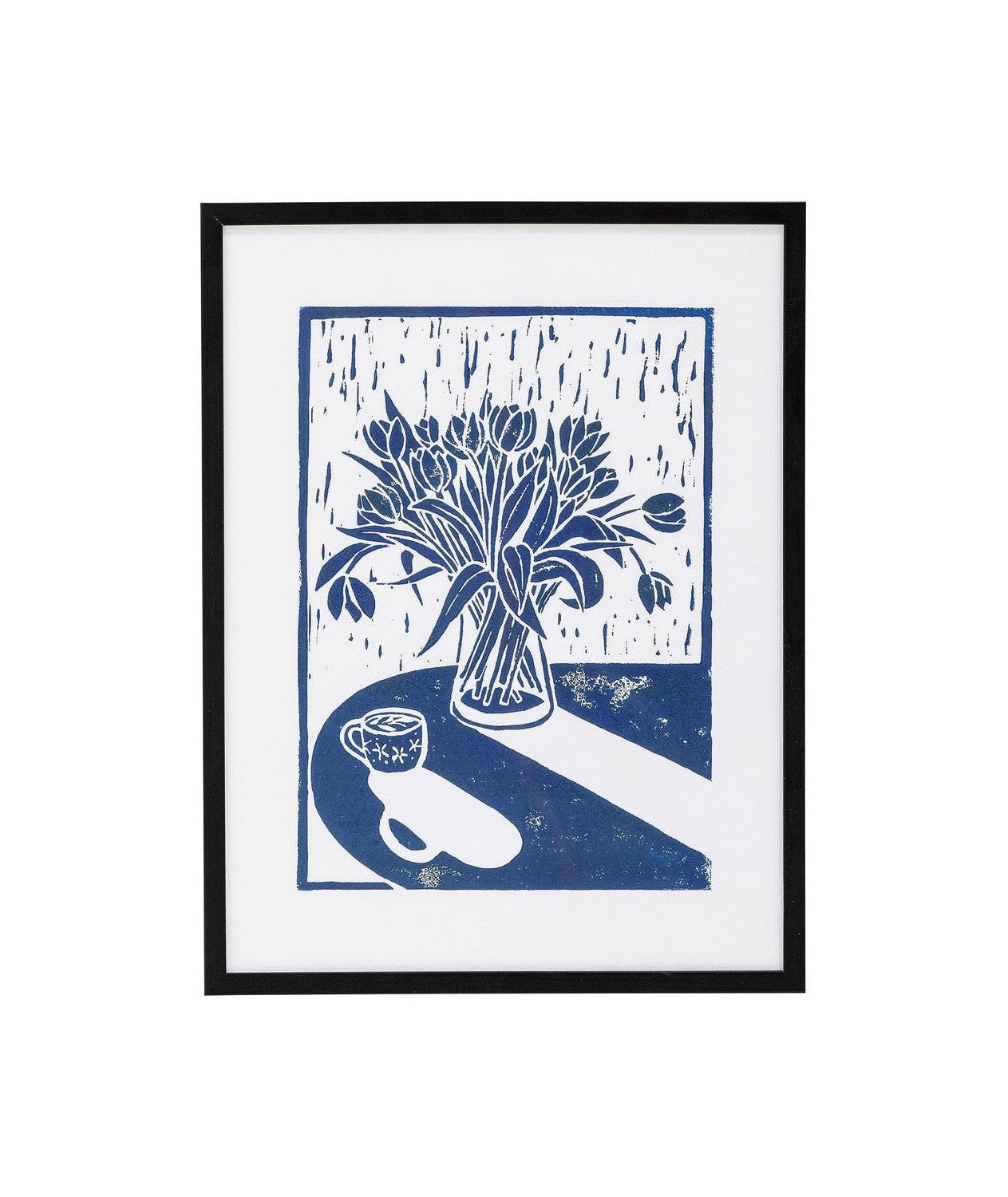 布卢明维尔郁金香插图，带框架，黑色，松树
