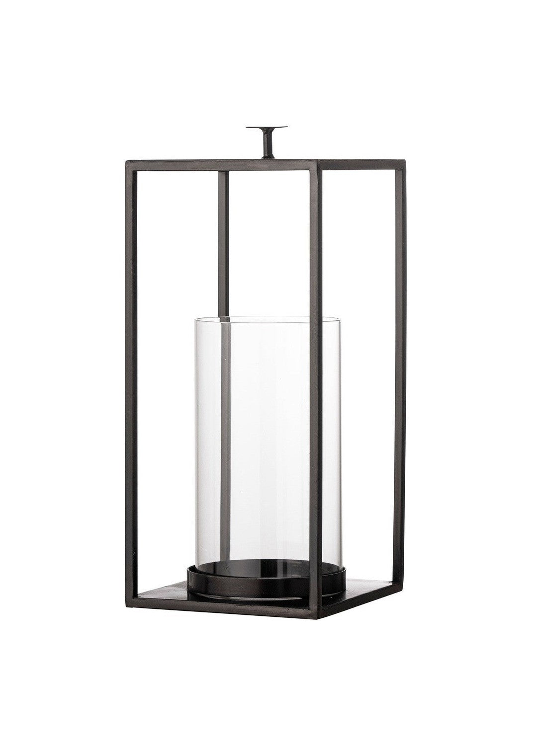 Bloomingville Udoon Lantern met glas, zwart, metaal
