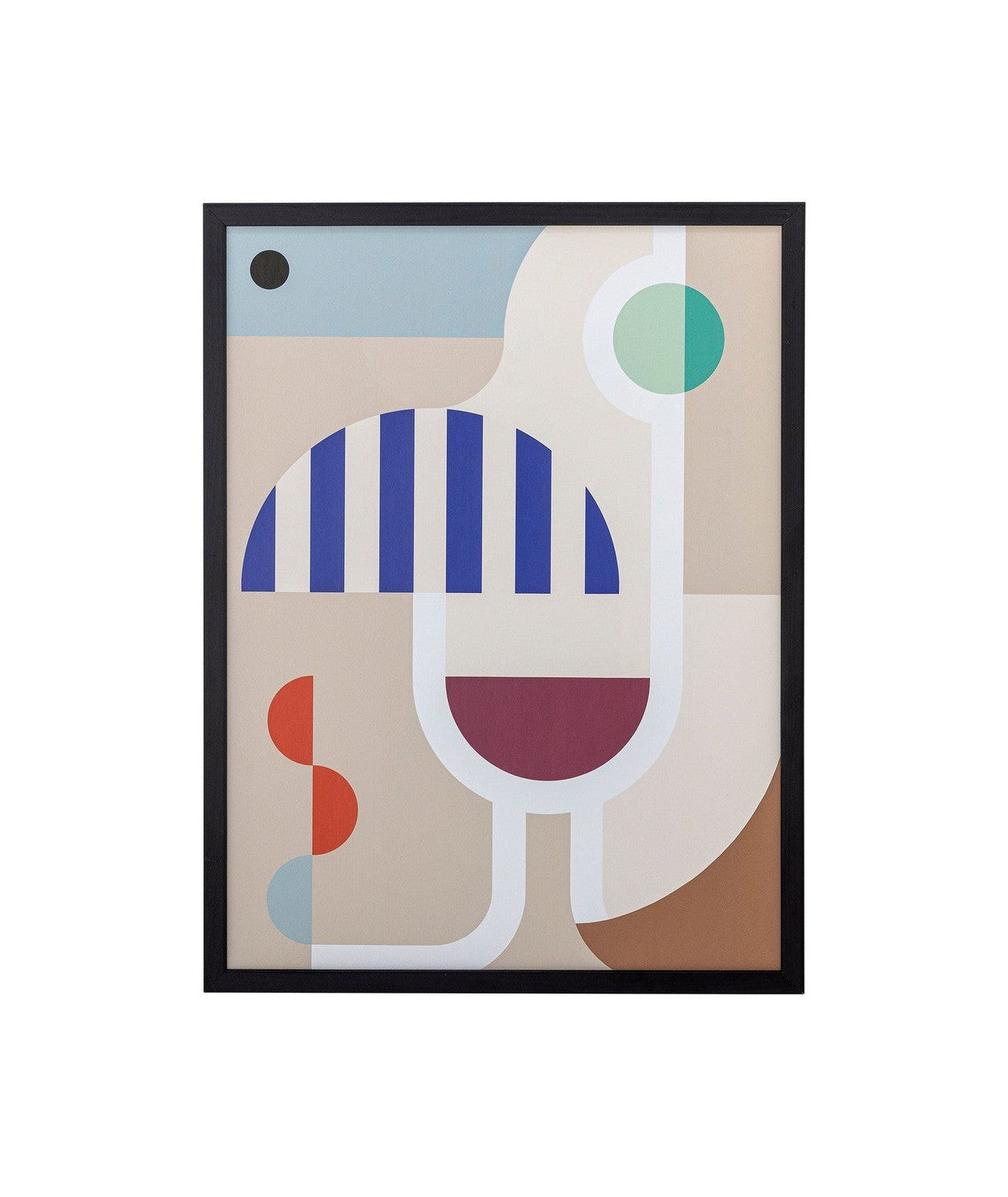 Bloomingville Wine Illustration met frame, zwart, dennen