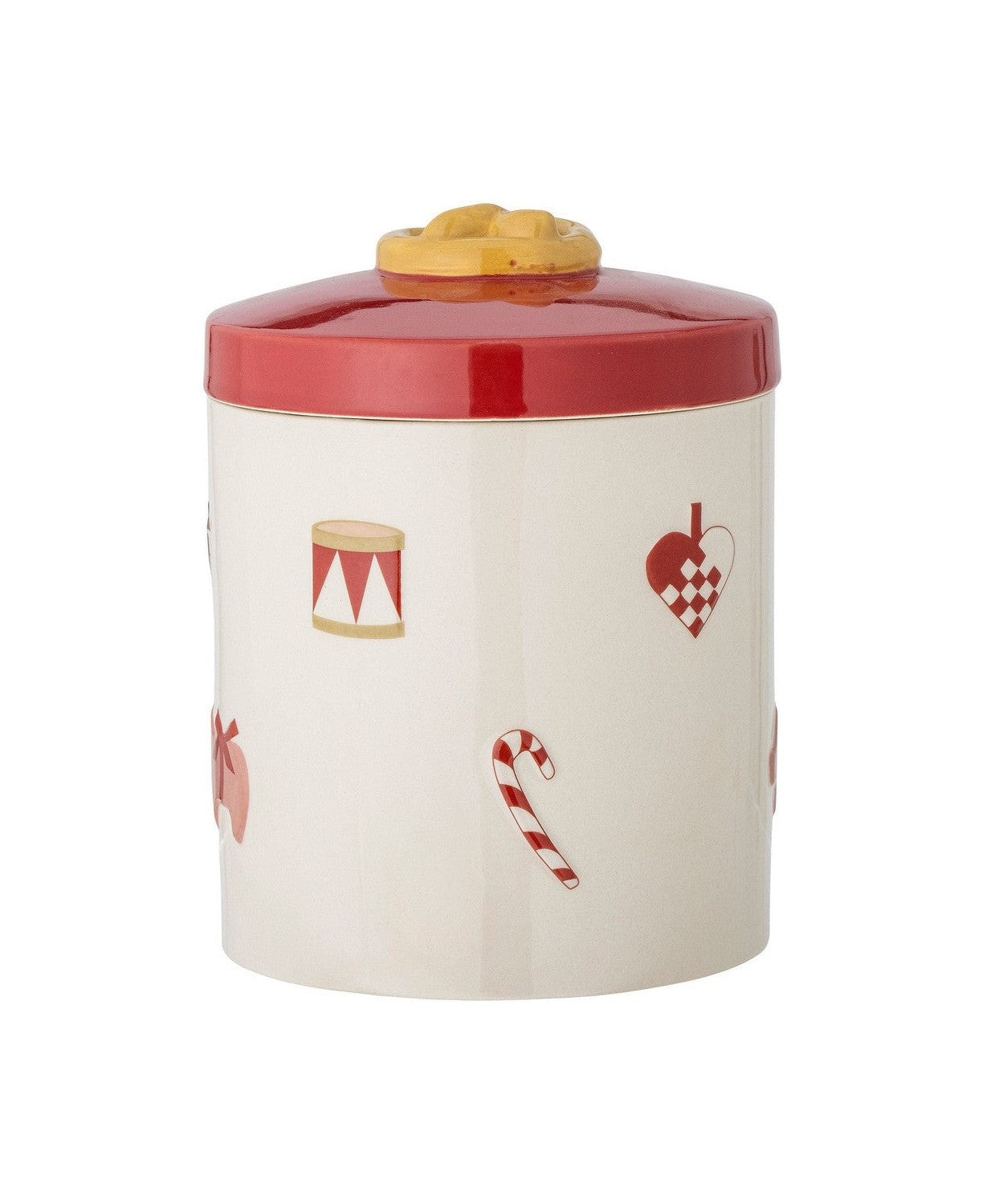 Bloomingville Yule Jar met deksel, rood, steengoed