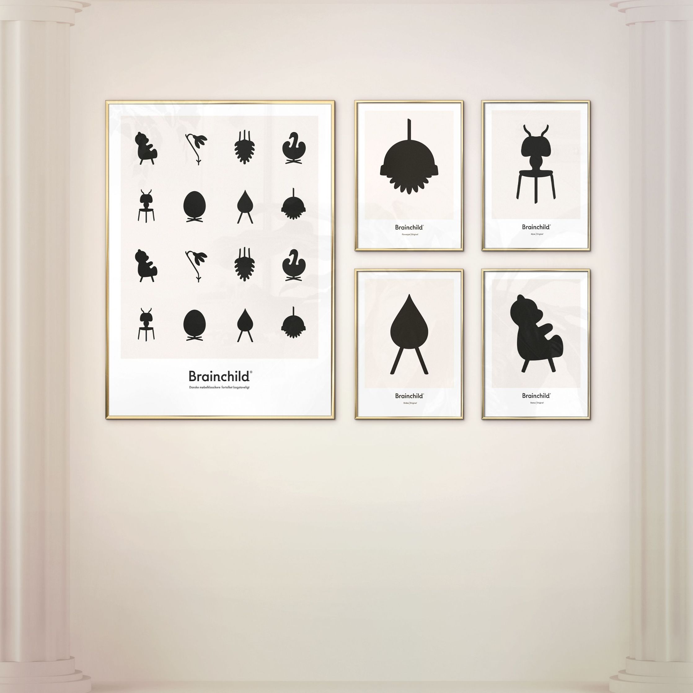 [product_category]-Brainchild Ant Design Icon Poster, Brass Frame A5, Grey-Brainchild-IG-41001-D-BRA-5