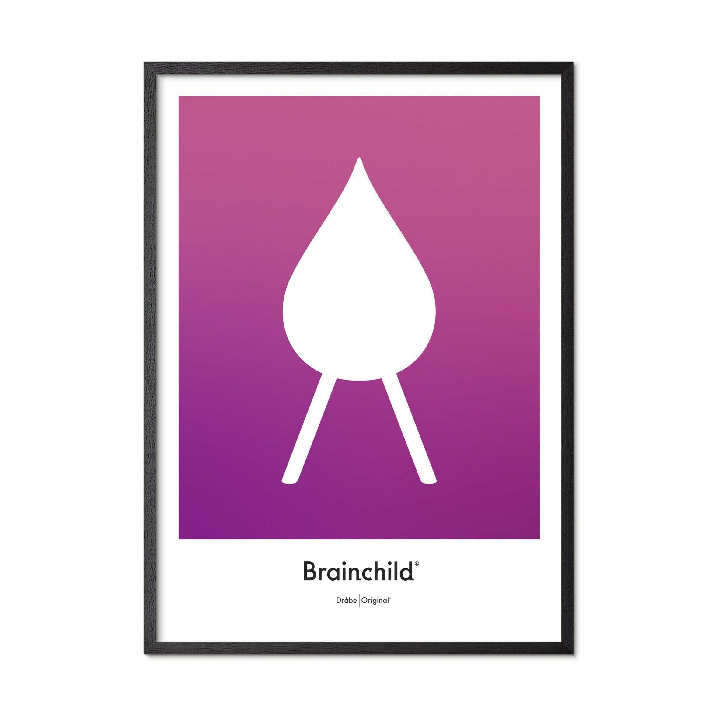 [product_category]-Brainchild Drop Design Icon Poster, Frame Made Of Black Lacquered Wood 30x40 Cm, Purple-Brainchild-IF-51002-C-BRA-1