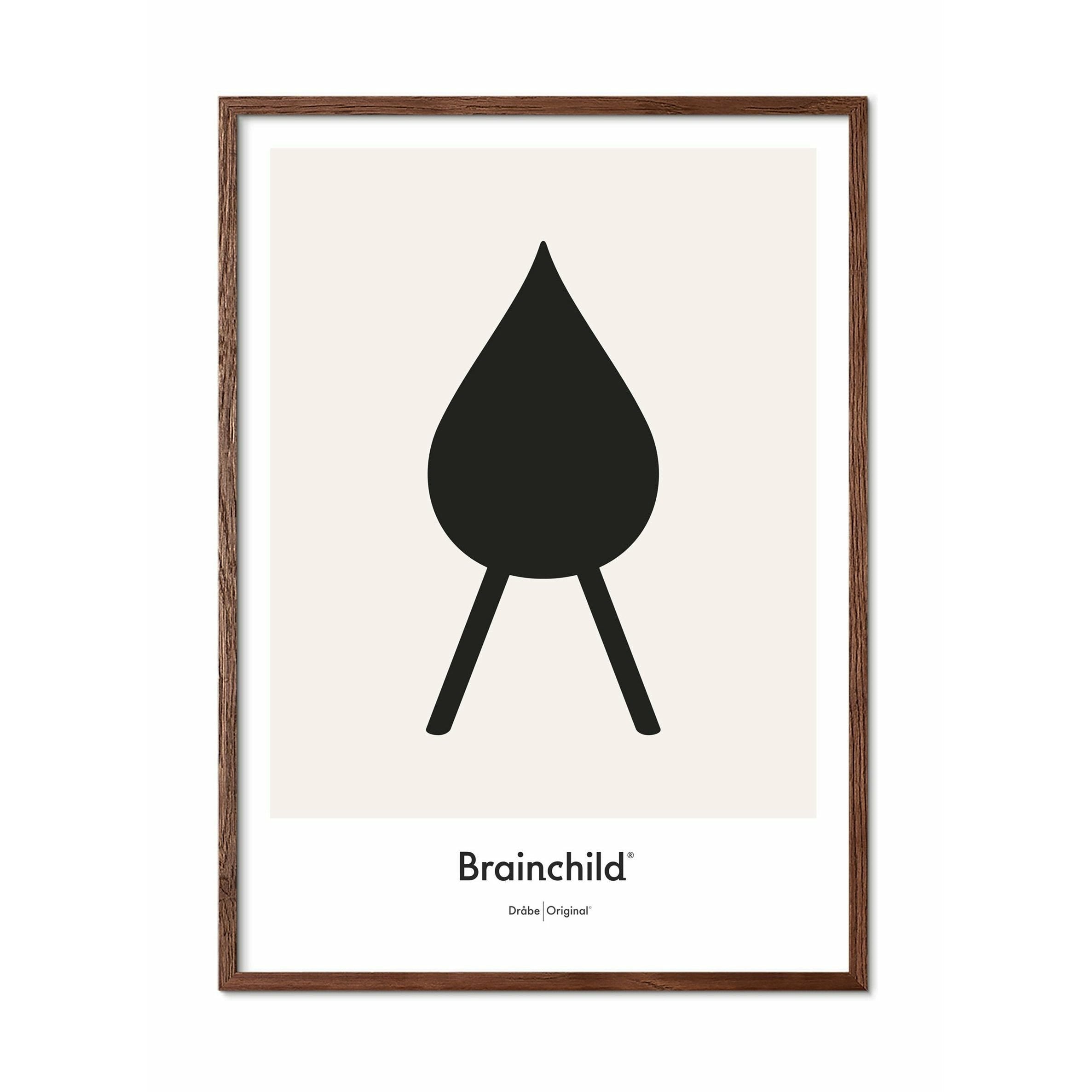 [product_category]-Brainchild Drop Design Icon Poster, Frame Made Of Dark Wood 70 X100 Cm, Grey-Brainchild-IG-51004-B-BRA-1