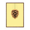  Pine Cone Classic Poster Dark Wood Frame A5 Yellow Background